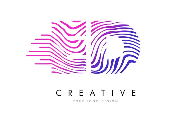 ED E D Zebra Lines Lettre Logo Design avec des couleurs magenta — Image vectorielle