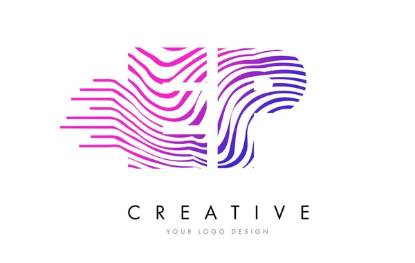 Logo tasarımı pembe renklerle mektubundaki EP E P Zebra satırları — Stok Vektör