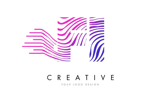 Fi f i zebra linien brief logo design mit magentafarben — Stockvektor
