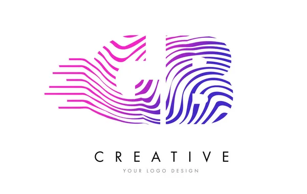 GB G B Zebra Lines Lettre Logo Design avec des couleurs magenta — Image vectorielle