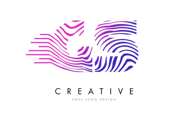 GS G S Zebra Lines Diseño de Logo Letra con Colores Magenta — Vector de stock