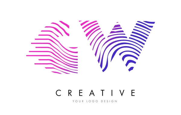 GW G W Zebra Lines Letter Logo suunnittelu Magenta värit — vektorikuva