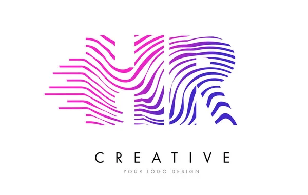 Hr h r Zebrastreifen schreiben logo design mit magentafarben — Stockvektor
