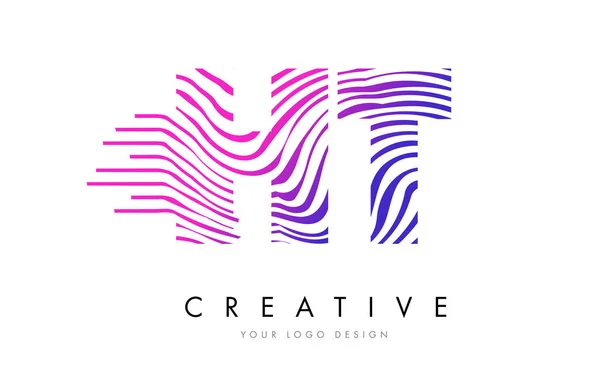 Ht h t Zebrastreifen Brief Logo Design mit magenta Farben — Stockvektor