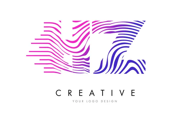 HZ H Z Zebra linhas carta logotipo design com cores Magenta — Vetor de Stock
