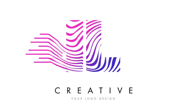 IL I L Zebra Lines Letra Logotipo Diseño con Colores Magenta — Vector de stock