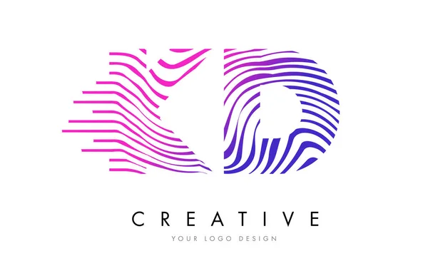 Kd k d zebra linien buchstabe logo design mit magentafarben — Stockvektor