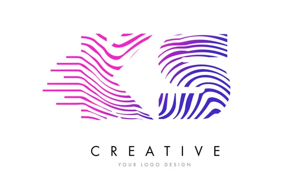 Logo tasarımı pembe renklerle mektubundaki KS K S Zebra satırları — Stok Vektör