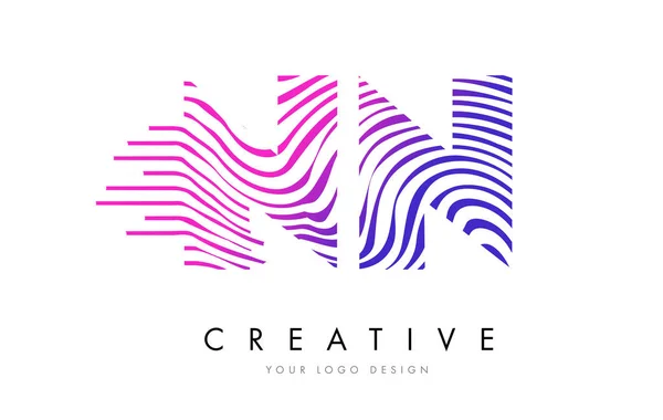 Nn n Zebrastreifen Buchstabe Logo Design mit magenta Farben — Stockvektor