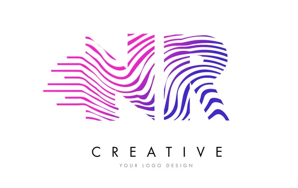 Nr n r Zebrastreifen Buchstabe Logo Design mit magenta Farben — Stockvektor
