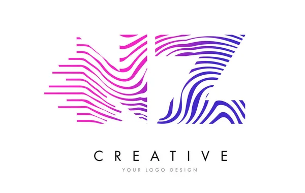Nz n z Zebrastreifen Buchstabe Logo Design mit magenta Farben — Stockvektor