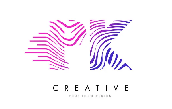 Pk p k Zebrastreifen buchstabe logo design mit magenta farben — Stockvektor