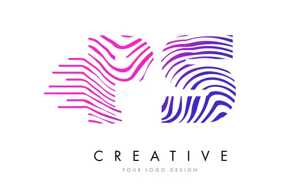 PS Mektubundaki P S Zebra satırları kırmızı renkli Logo tasarımı — Stok Vektör