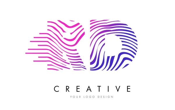 Rd r d zebra linien buchstabe logo design mit magenta farben — Stockvektor