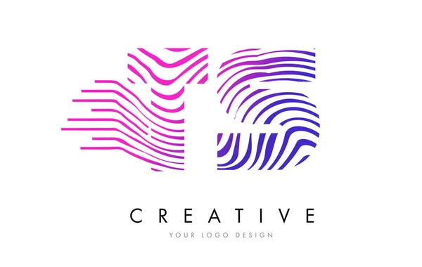 TS T S Zebra Lines Lettre Logo Design avec des couleurs magenta — Image vectorielle