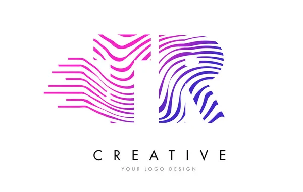 Tr t r Zebrastreifen buchstabe logo design mit magentafarben — Stockvektor