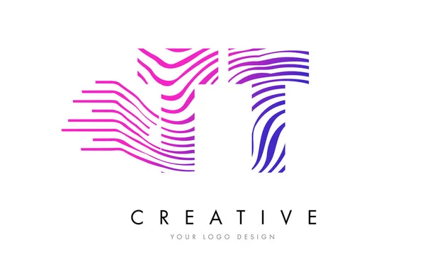 Logo tasarımı pembe renklerle mektubundaki TT T Zebra satırları — Stok Vektör