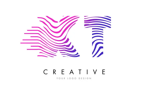 Xt x t Zebrastreifen buchstaben logo design mit magenta farben — Stockvektor