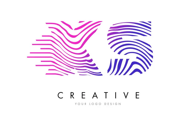 XS X S Zebra satırları mektup Logo tasarımı pembe renkler ile — Stok Vektör
