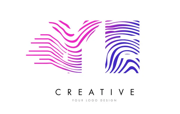 Ye y e zebra lines letter logo design mit magentafarben — Stockvektor