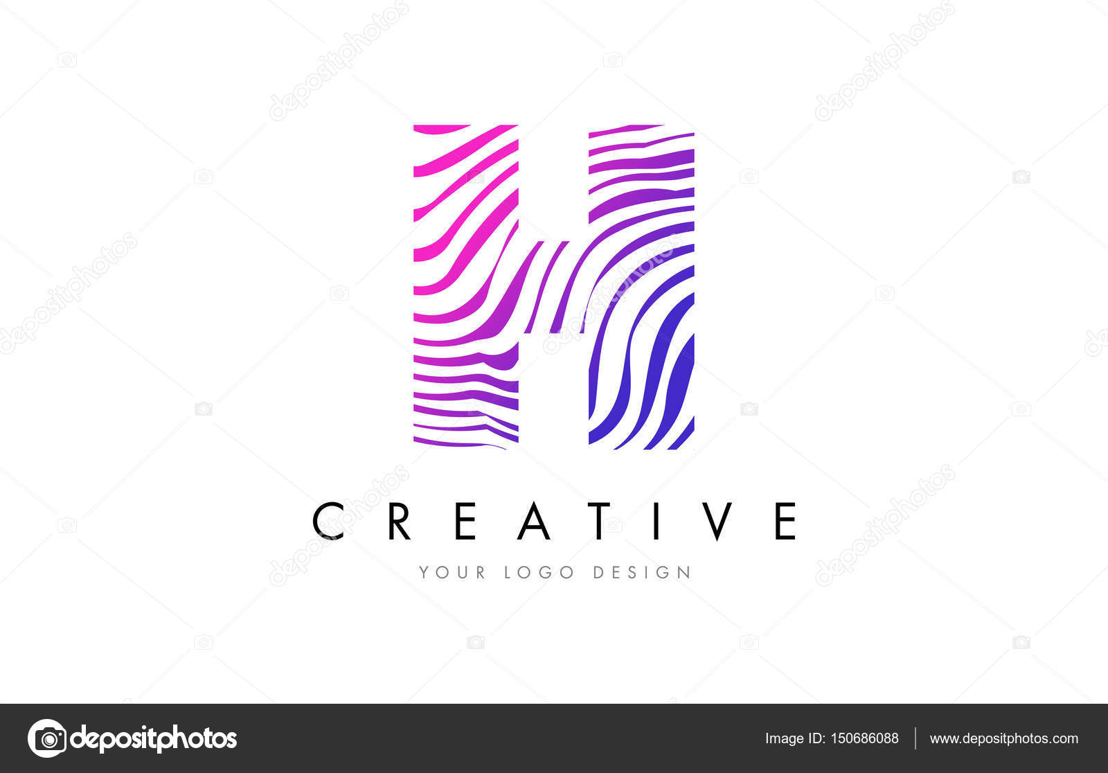Diseño De Logotipo De Letra H Cebra Líneas Con Colores