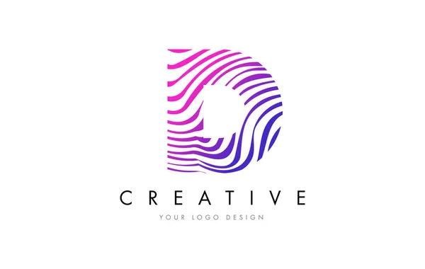 D Zebrastreifen Brief Logo Design mit magenta Farben — Stockvektor