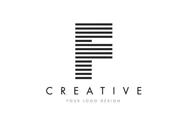 F Zebra Lettre Logo Design avec des rayures noires et blanches — Image vectorielle