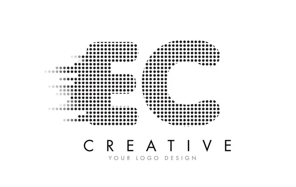 Logotipo de letra EC E C con puntos negros y senderos . — Vector de stock