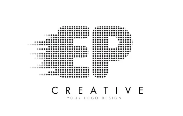 EP E P brev logotyp med svarta prickar och vandringsleder. — Stock vektor