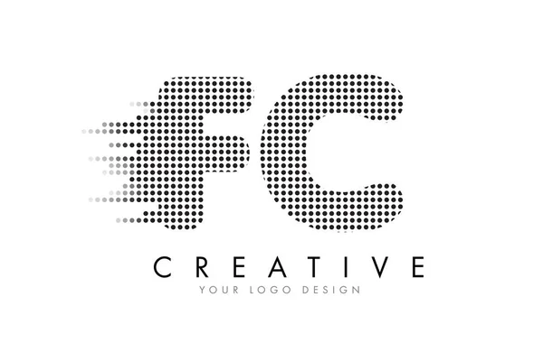 FC F C Lettera Logo con punti neri e sentieri . — Vettoriale Stock