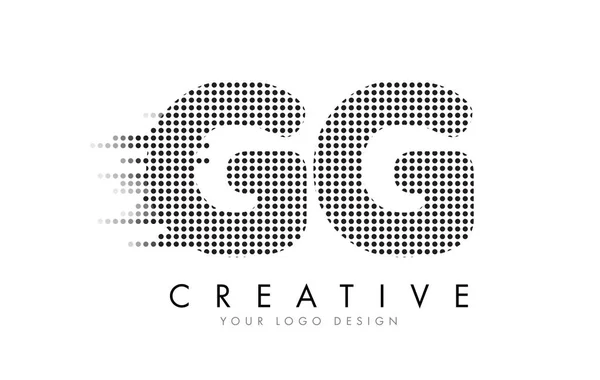 Písmeno G G GG Logo s černými tečkami a stezky. — Stockový vektor