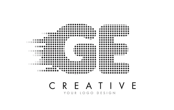 Ge G E brev logotyp med svarta prickar och vandringsleder. — Stock vektor
