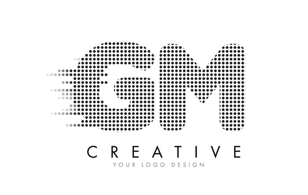 Logo de letra GM G M con puntos negros y senderos . — Vector de stock