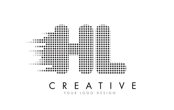 Logotipo de letra HL H L con puntos negros y senderos . — Vector de stock