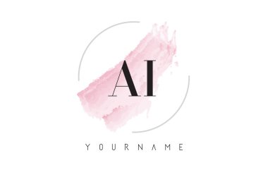 Ai ben bir suluboya mektup Logo Tasarım dairesel fırça deseni ile