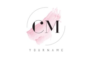 Cm C M suluboya mektup Logo Tasarım dairesel fırça deseni ile