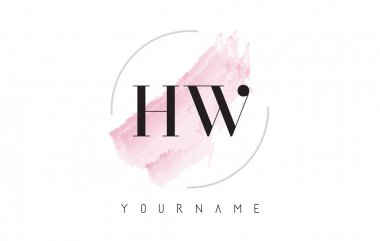 HW H W suluboya mektup Logo Tasarım dairesel fırça deseni ile