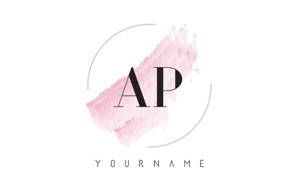 Diseño de logotipo de letra de acuarela AP A P con patrón de pincel circular — Vector de stock