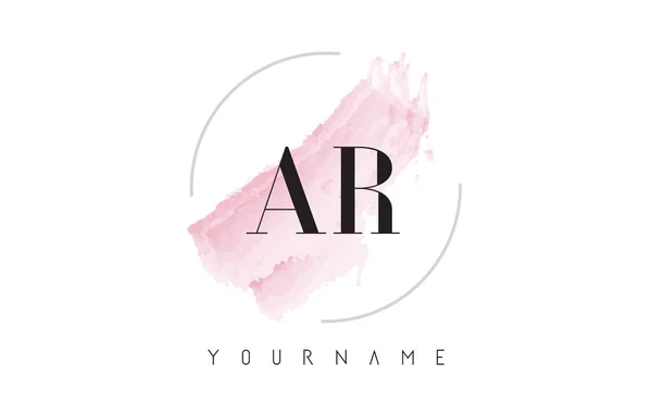 AR A R Diseño de Logo de letra de acuarela con patrón de pincel circular — Vector de stock