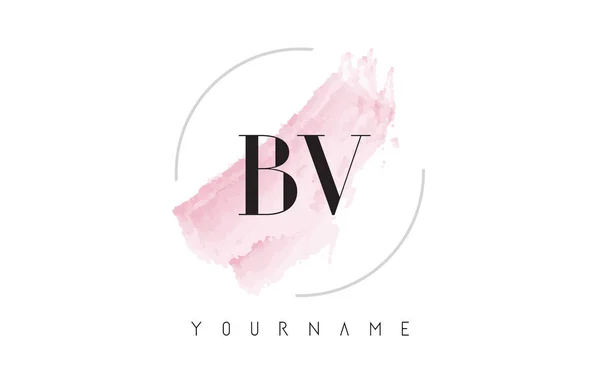 Diseño de logotipo de letra de acuarela BV B V con patrón de pincel circular — Vector de stock