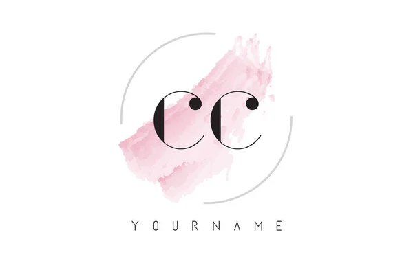 CC C C Watercolor Carta Logo Design com padrão de escova circular — Vetor de Stock