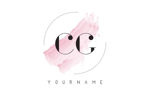 CG C G Diseño de Logo de letra de acuarela con patrón de pincel circular — Vector de stock
