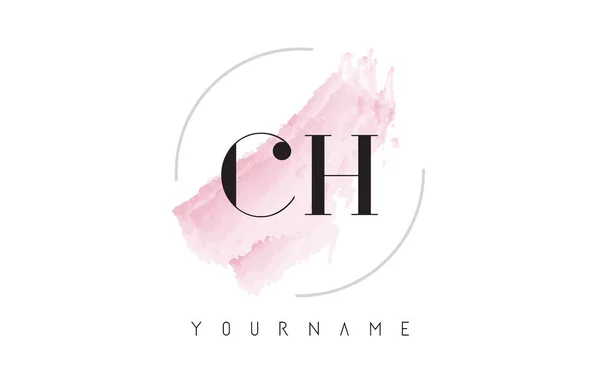 CH C H aquarel brief Logo ontwerp met circulaire penseelpatroon — Stockvector
