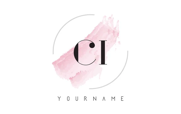 CI C I Watercolor Carta Logo Design com padrão de escova circular — Vetor de Stock