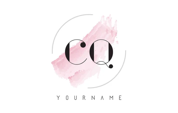 CQ C Q akvarel dopis Logo Design s kruhovou stopu vzorem — Stockový vektor