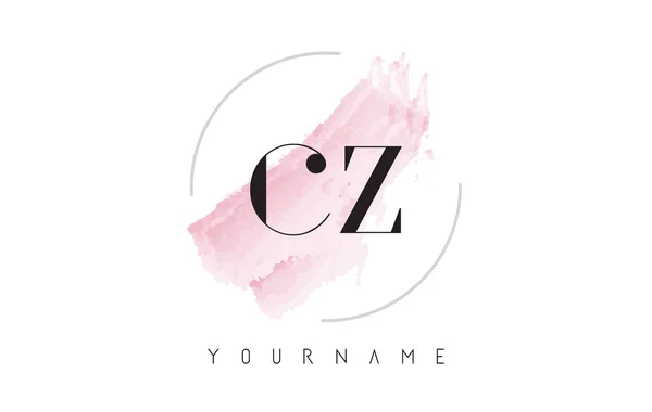 Diseño de logotipo de letra de acuarela CZ C Z con patrón de cepillo circular — Vector de stock