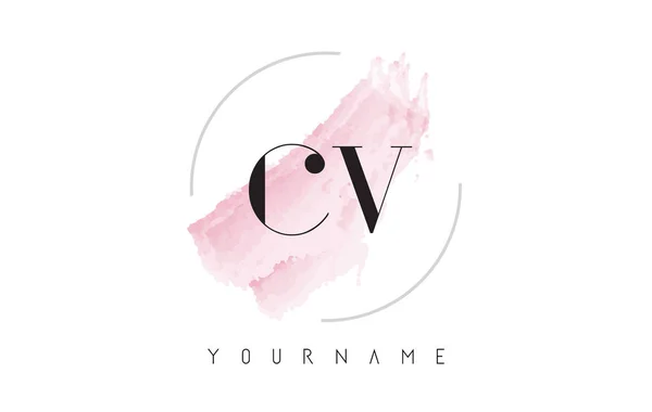 CV C V การออกแบบโลโก้ตัวอักษรสีน้ําด้วยรูปแบบแปรงวงกลม — ภาพเวกเตอร์สต็อก