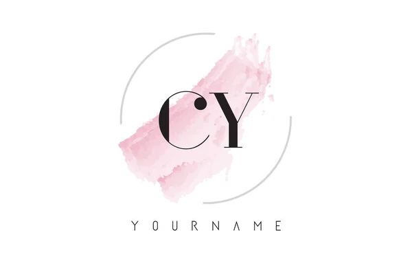 Diseño de logotipo de letra de acuarela CY C Y con patrón de cepillo circular — Vector de stock