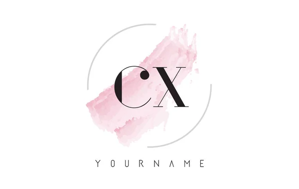 CX C X Watercolor Carta Logo Design com padrão de escova circular — Vetor de Stock