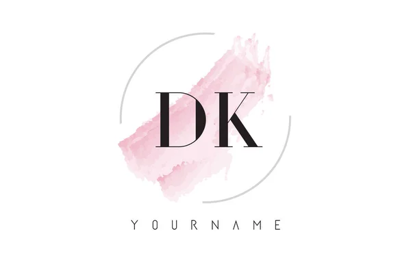 DK D K การออกแบบโลโก้ตัวอักษรสีน้ําด้วยรูปแบบแปรงวงกลม — ภาพเวกเตอร์สต็อก